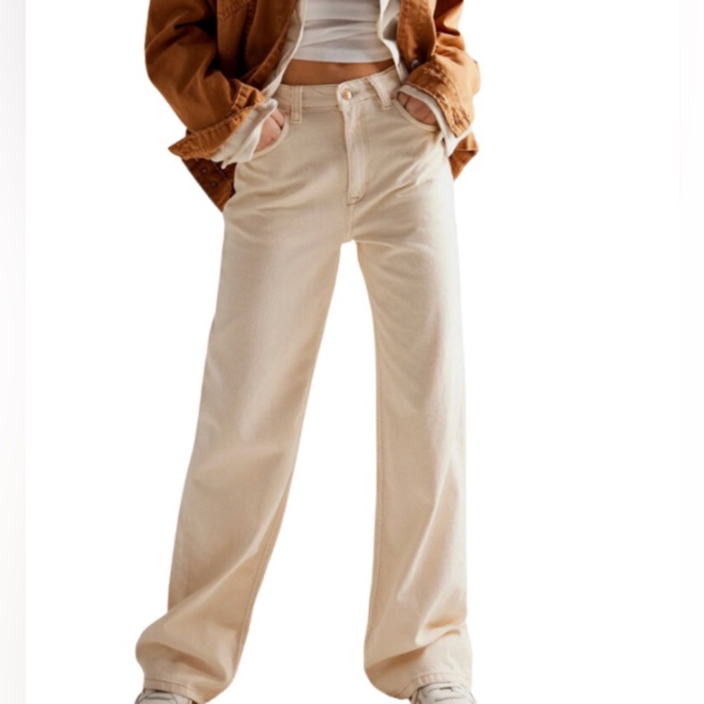 WE THE FREE TINSLEY BAGGY HIGH-RISE JEANS IN ECRU 27